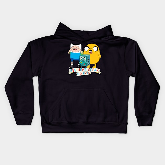 Finn Jake BMO No Evil Kids Hoodie by Plushism